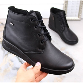 Bottines compensées d'hiver confortables en cuir pour femme, noires Helios 584 le noir 1