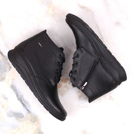 Bottines compensées d'hiver confortables en cuir pour femme, noires Helios 584 le noir 3