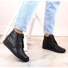Bottines compensées d'hiver confortables en cuir pour femme, noires Helios 584 le noir 5
