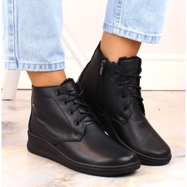 Bottines compensées d'hiver confortables en cuir pour femme, noires Helios 584 le noir 6