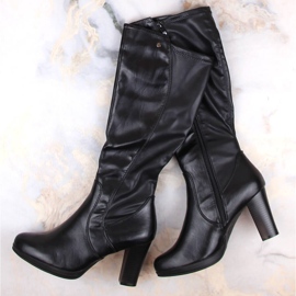 M. DASZYŃSKI Bottes à talons hauts avec dos élastique, isolées noires M.Daszyński SA90-32 le noir 4