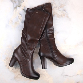 M. DASZYŃSKI Bottes à talons hauts avec dos élastique, isolées marron M.Daszyński SA90-32 brun 3