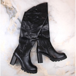 M. DASZYŃSKI Bottes à talons hauts et plateformes pour femmes, isolées, noires, M.Daszyński SA218-4 le noir 4