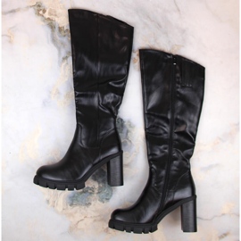 M. DASZYŃSKI Bottes à talons hauts et plateformes pour femmes, isolées, noires, M.Daszyński SA218-4 le noir 5