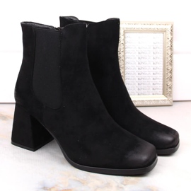 Bottines femme en daim sur talon haut décoratif, noir Potocki SZ12183 le noir 5