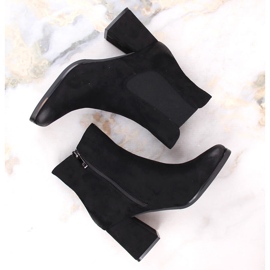 Bottines femme en daim sur talon haut décoratif, noir Potocki SZ12183 le noir 6