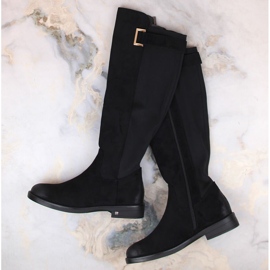 Bottines femme en daim avec élastique au dos, noir Potocki SZ12252 le noir 4