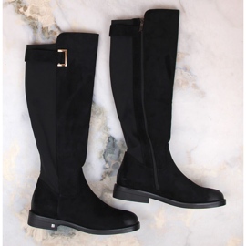 Bottines femme en daim avec élastique au dos, noir Potocki SZ12252 le noir 5