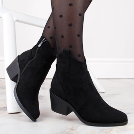 Santiags à talons hauts pour femme en daim, noir S.Barski HY30-86A 1