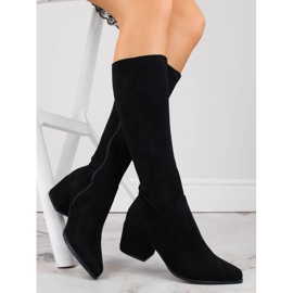 Bottines isolées à talons hauts en daim pour femme, noires Sergio Leone KZ212 1