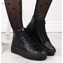 Bottines en cuir sur plateforme, creepers isolés noirs Filippo DBT4708 le noir 1