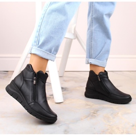 Bottines compensées isolées confortables en cuir, noir Helios 594S le noir 2