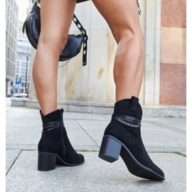 Santiags noires à talons hauts et chaîne Netanel le noir 4