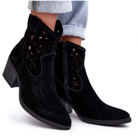S.Barski Bottes cowboy ajourées en daim D&amp;A SN622-20 Noir le noir 9