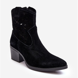S.Barski Bottes cowboy ajourées en daim D&amp;A SN622-20 Noir le noir 1