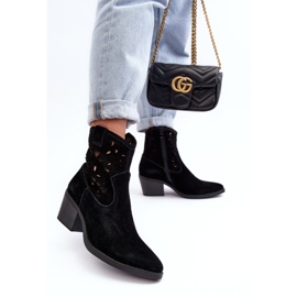 S.Barski Bottes cowboy ajourées en daim D&amp;A SN622-20 Noir le noir 7