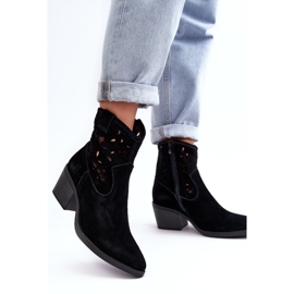 S.Barski Bottes cowboy ajourées en daim D&amp;A SN622-20 Noir le noir 2