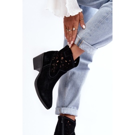 S.Barski Bottes cowboy ajourées en daim D&amp;A SN622-20 Noir le noir 3
