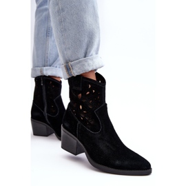 S.Barski Bottes cowboy ajourées en daim D&amp;A SN622-20 Noir le noir 4