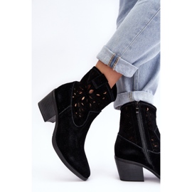 S.Barski Bottes cowboy ajourées en daim D&amp;A SN622-20 Noir le noir 5