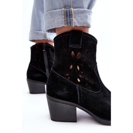 S.Barski Bottes cowboy ajourées en daim D&amp;A SN622-20 Noir le noir 6