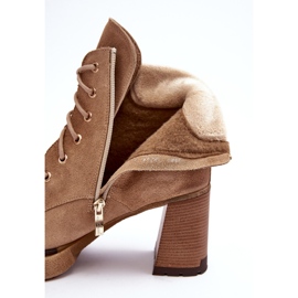 Bottines à lacets en daim Lemar Flomes beiges sur un talon haut 3