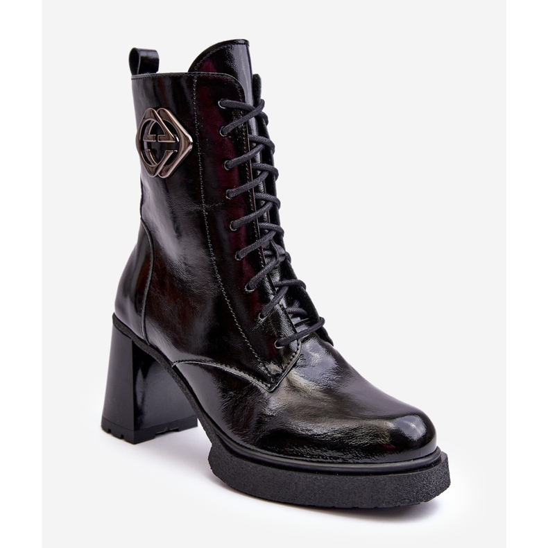 Bottines Hautes En Cuir Femme Noir Lemar Danel le noir 1