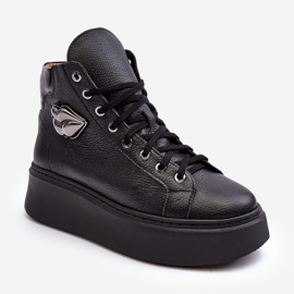 Baskets hautes zippées pour femmes Lemar noires Katerin 2