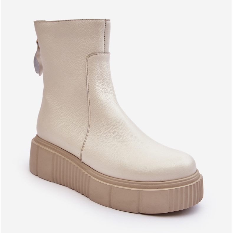 Bottes en cuir pour femmes sur la plateforme beige clair Lemar Jenefer 1 Bottes en cuir pour femmes sur la plateforme beige clair Lemar Jenefer 1