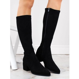 Sergio Leone W SK426 bottes à talons hauts en daim chaud, noir le noir 3