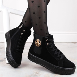 Filippo W PAW470 bottines en daim et cuir isolé noir sur la plateforme le noir 1