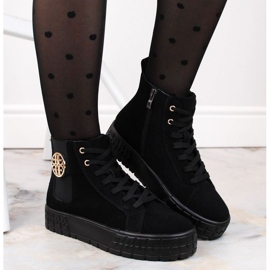 Filippo W PAW470 bottines en daim et cuir isolé noir sur la plateforme le noir 3