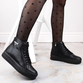 Bottines en cuir sur plateforme, creepers isolés Filippo W PAW471, noir le noir 2