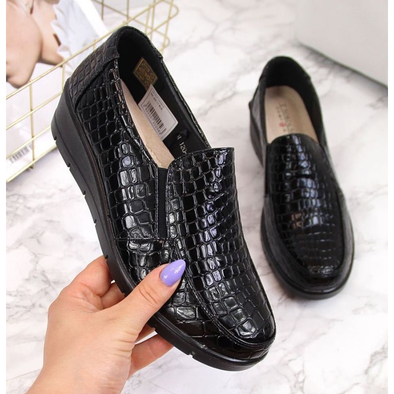 Chaussures compensées laquées confortables T.Sokolski W SCA61A, noir le noir 1