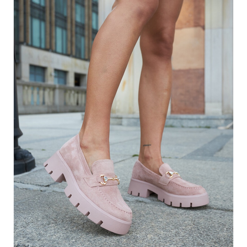 Mocassins roses avec boucle et strass par Gaiola 2 Mocassins roses avec boucle et strass par Gaiola 2