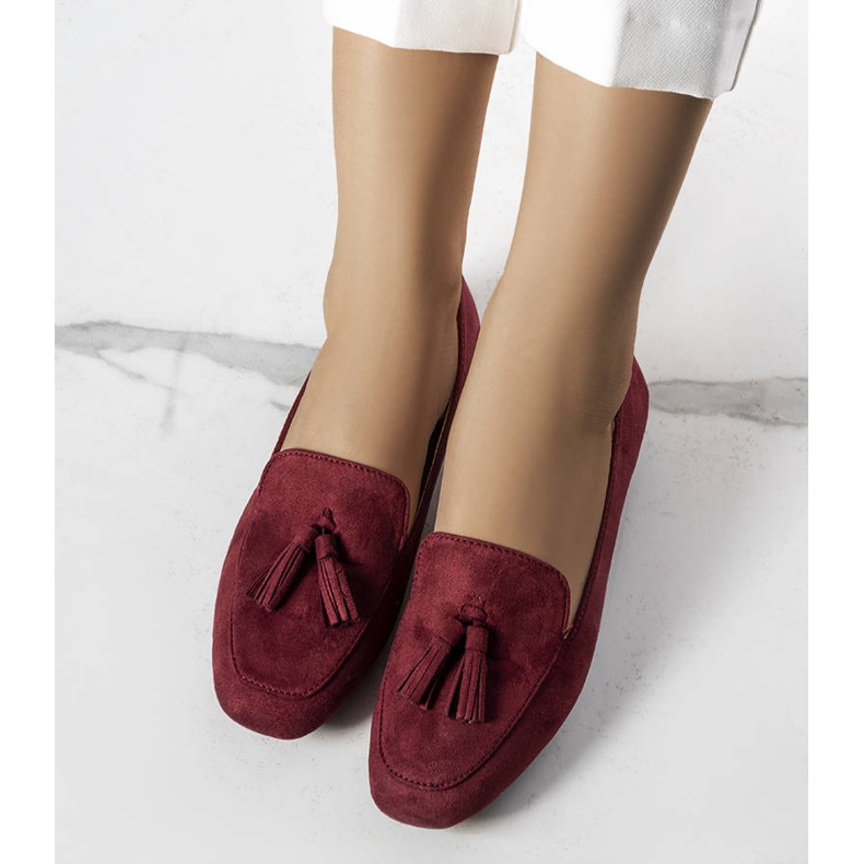 PA1 Ballerines marron en éco-daim de Cillian rouge 1