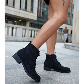 Bottines noires ornées de zircons Melisurgo le noir 2