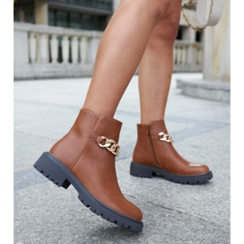 Bottines marron ornées d'une chaîne Bonsaint brun 1