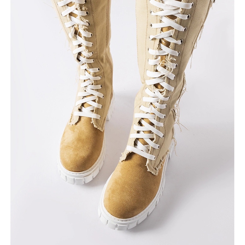 Bottes Palmer isolées en tissu beige 1