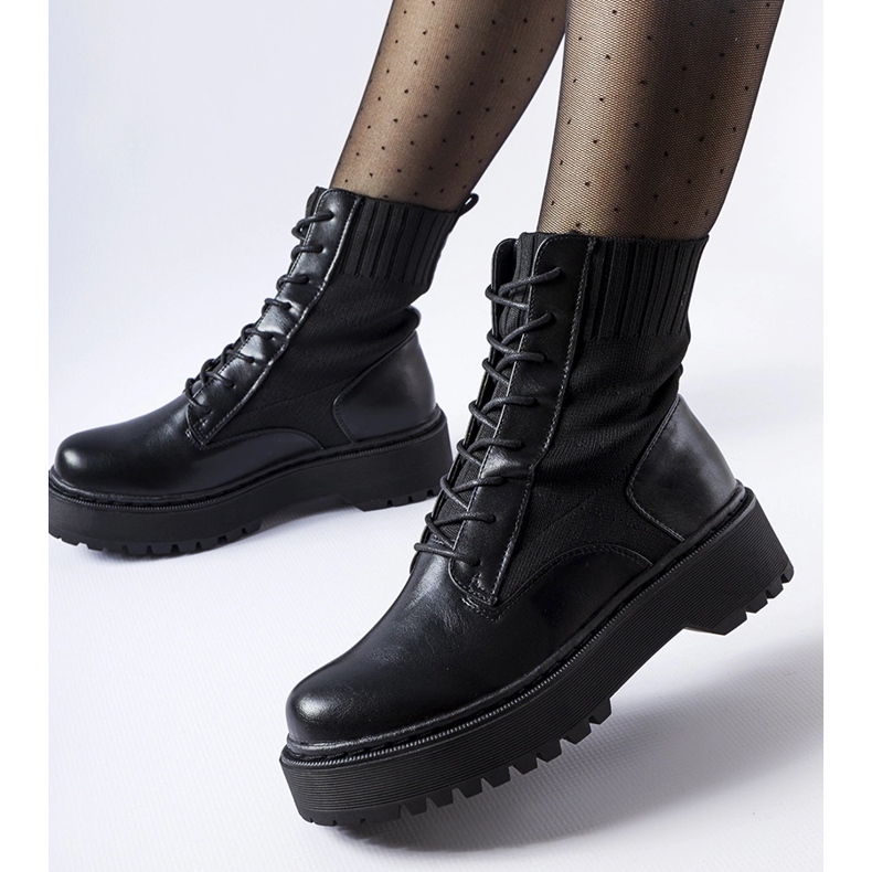 Chaussettes noires à enfiler Sebastiano le noir 1