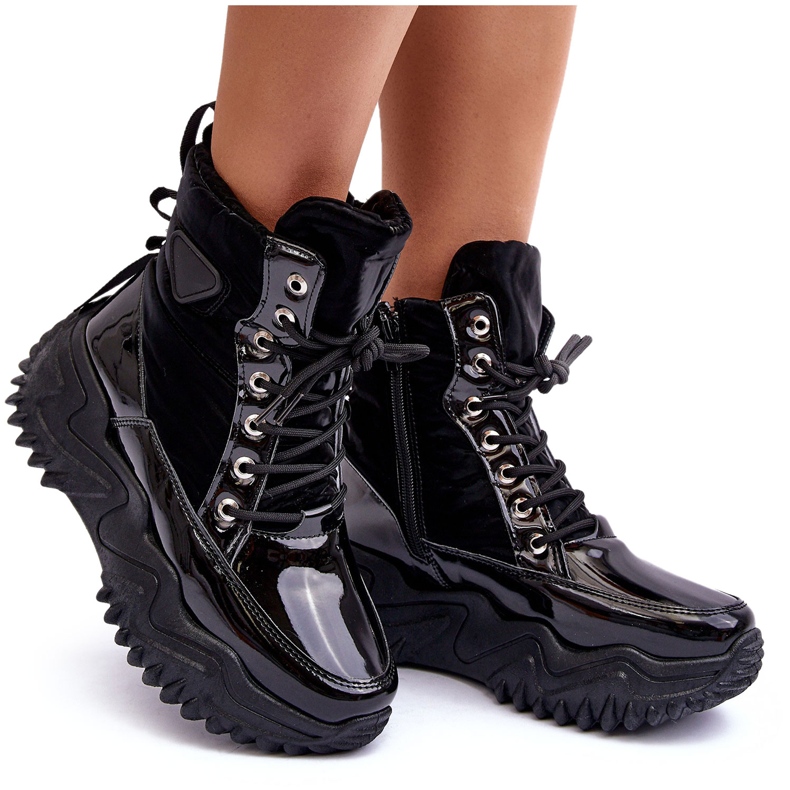 Bottines isolées sur plateforme massive, noir le noir 3