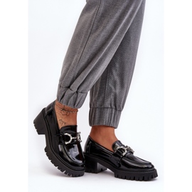 Chaussures en cuir verni pour femmes à talons hauts massifs, noir Lemmitty 2