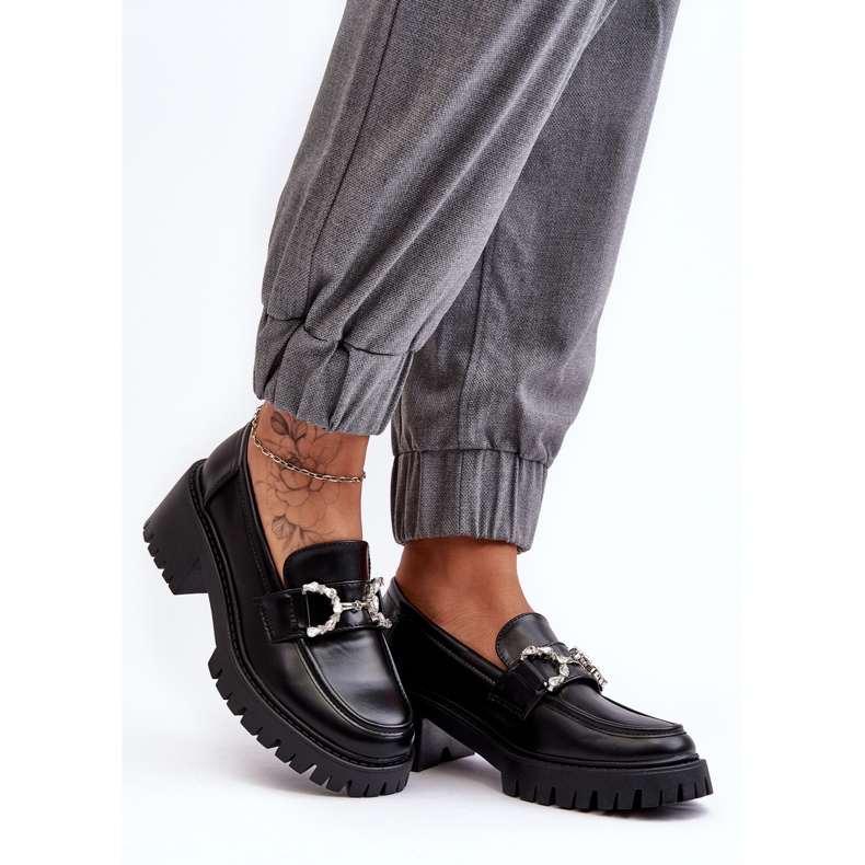 Chaussures en cuir à talons hauts massifs pour femmes, noir Lemmitty le noir 2