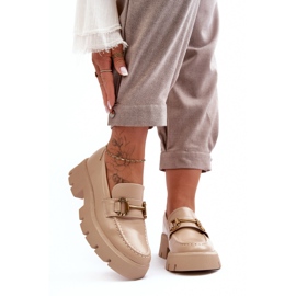 Mocassins Pour Femmes Avec Décoration Beige Peuria 2