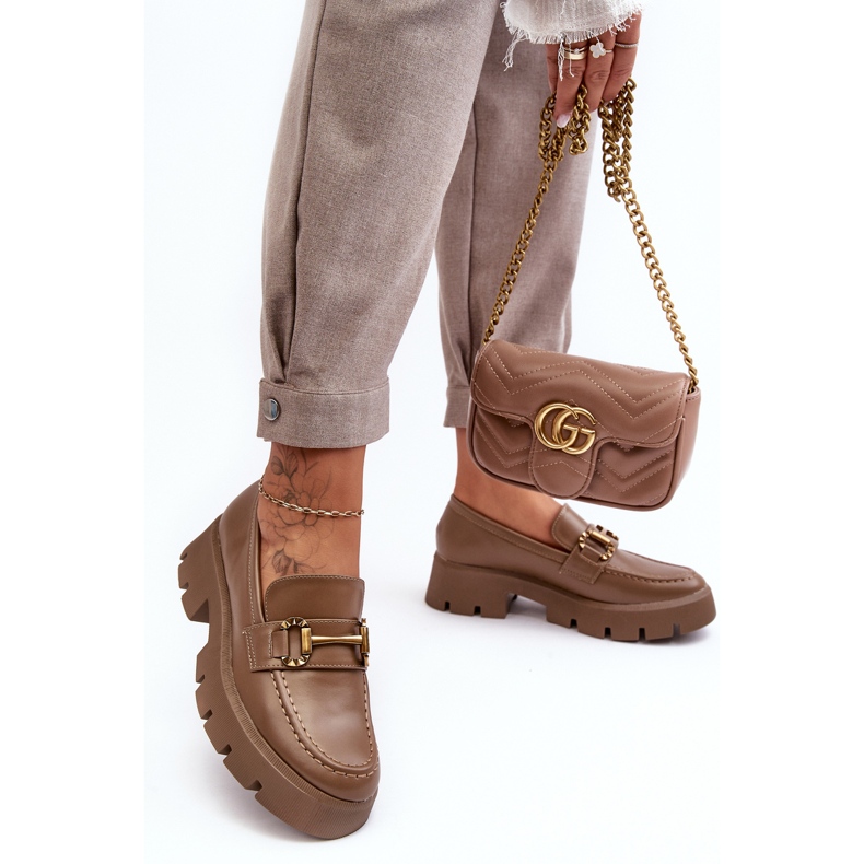 Mocassins Femme Avec Décoration Kaki Peuria beige 2