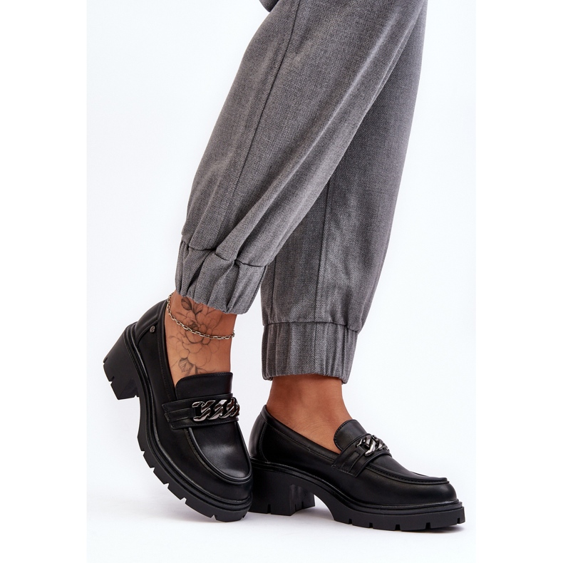 WS1 Chaussures à Talons Bas Femme en Cuir Noir Blimma 2