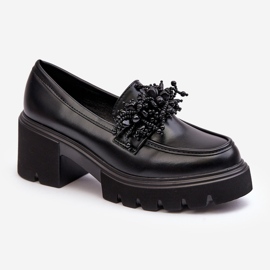 WS1 Chaussures En Cuir Pour Femmes Avec Décoration Noir Renesma 1