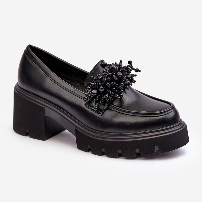 WS1 Chaussures En Cuir Pour Femmes Avec Décoration Noir Renesma le noir 1
