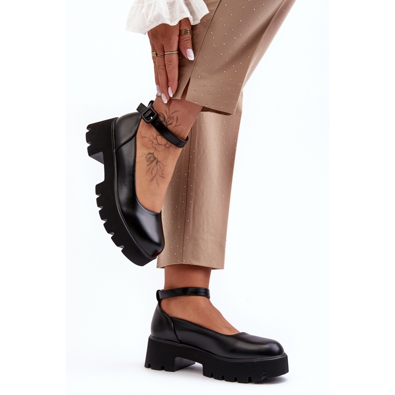 WS1 Chaussures à talons bas pour femmes avec boucle, noir par Owena le noir 2