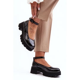 WS1 Chaussures en cuir verni pour femmes avec un talon bas et une boucle, noir par Owena le noir 3